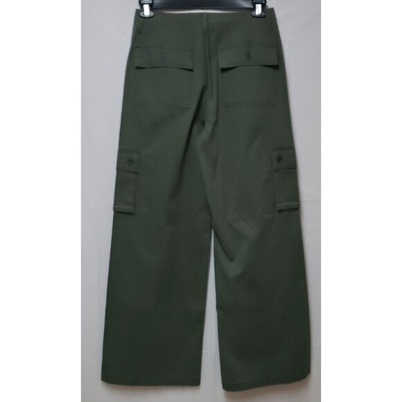 Women's a.n.a Wide Leg Trendy Hobo Chic Cargo Pants Olive Multi Pocket Sz 8 NWT - Picture 2 of 16